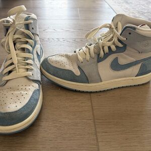 Air Jordan Nike White and Blue High-Top Sneakers